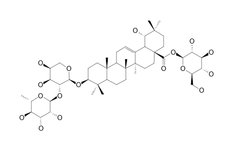 RANDIASAPONIN-V;3-O-ALPHA-L-RHAMNNOPYRANOSYL-(1->2)-ALPHA-L-ARABINOPYRANOSYL-SIARESINOLIC-ACID-28-BETA-D-GLUCOPYRANOSYLESTER