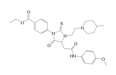 ethyl 4-{4-[2-(4-methoxyanilino)-2-oxoethyl]-3-[2-(4-methyl-1-piperidinyl)ethyl]-5-oxo-2-thioxo-1-imidazolidinyl}benzoate