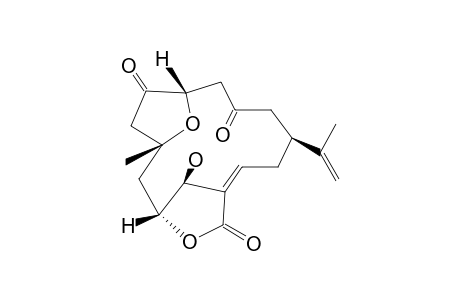 SCABROLIDE-E;(1S*,5S*,8R*,10R*,11S*)-11-HYDROXY-1-ISOPROPENYL-8-METHYL-3,6-DIOXO-5,8-EPOXYCYCLOTETRADEC-12Z-ENE-10,12-CARBOLACTONE