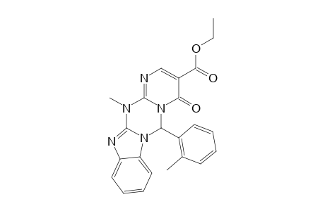 ETHYL-6-(2-METHYLPHENYL)-13-METHYL-4-OXO-6,13-DIHYDRO-4H-PYRIMIDO-[2',1':4,5]-[1,3,5]-TRIAZINO-[1,2-A]-BENZIMIDAZOLE-3-CARBOXYLATE