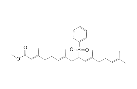 2,6,10,14-Hexadecatetraenoic acid, 3,7,11,15-tetramethyl-9-(phenylsulfonyl)-, methyl ester, (E,E,E)-