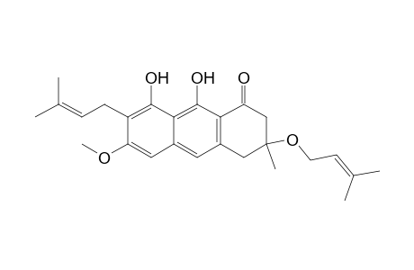 1(2H)-Anthracenone, 3,4-dihydro-8,9-dihydroxy-6-methoxy-3-methyl-7-(3-methyl-2-butenyl)-3-[(3-methyl-2-butenyl)oxy]-