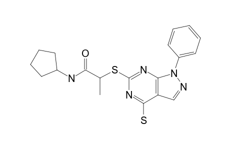 BETA-(4-MERCAPTO-1-PHENYLPYRAZOLO-[3,4-D]-PYRIMIDIN-6-YLTHIO)-N-CYCLOPENTYL-PROPANAMIDE