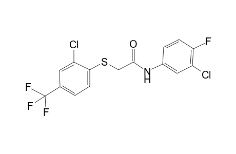 N-(3-chloranyl-4-fluoranyl-phenyl)-2-[2-chloranyl-4-(trifluoromethyl)phenyl]sulfanyl-ethanamide