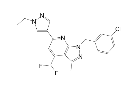 1H-pyrazolo[3,4-b]pyridine, 1-[(3-chlorophenyl)methyl]-4-(difluoromethyl)-6-(1-ethyl-1H-pyrazol-4-yl)-3-methyl-