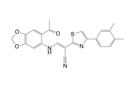 (2E)-3-[(6-acetyl-1,3-benzodioxol-5-yl)amino]-2-[4-(3,4-dimethylphenyl)-1,3-thiazol-2-yl]-2-propenenitrile