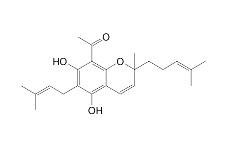 8-Acetyl-2-methyl-2-(4-methylpent-3-en-1-yl)-5,7-dihydroxy-6-(3-methylbut-2-en-1-yl)benzopyran