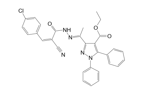 Ethyl 3-((E)-1-(2-((Z)-2-cyano-3-(4-chlorophenyl)-2-cyanoacryloyl)hydrazono)ethyl)-1,5-diphenyl-1H-pyrazole-4-carboxylate