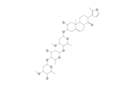 CYNAJAPOGENIN-A-3-O-ALPHA-D-OLEANDROPYRANOSYL-(1->4)-BETA-D-DIGITOXOPYRANOSYL-(1->4)-BETA-D-CYMAROPYRANOSIDE