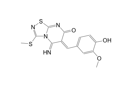 (6Z)-6-(4-hydroxy-3-methoxybenzylidene)-5-imino-3-(methylsulfanyl)-5,6-dihydro-7H-[1,2,4]thiadiazolo[4,5-a]pyrimidin-7-one