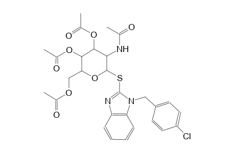 beta-D-glucopyranoside, 1-[(4-chlorophenyl)methyl]-1H-benzimidazol-2-yl 2-(acetylamino)-2-deoxy-1-thio-, 3,4,6-triacetate