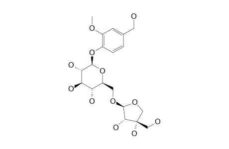 4-HYDROXYMETHYL-2-METHOXYPHENYL-1-O-BETA-D-APIOFURANOSYL-(1->6)-BETA-D-GLUCOPYRANOSIDE