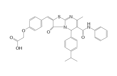{4-[(E)-(6-(anilinocarbonyl)-5-(4-isopropylphenyl)-7-methyl-3-oxo-5H-[1,3]thiazolo[3,2-a]pyrimidin-2(3H)-ylidene)methyl]phenoxy}acetic acid