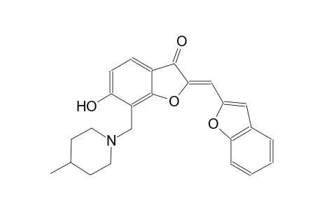 3(2H)-benzofuranone, 2-(2-benzofuranylmethylene)-6-hydroxy-7-[(4-methyl-1-piperidinyl)methyl]-, (2Z)-