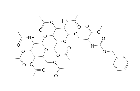 Alanine, 3-[[2-acetamido-4-O-(2-acetamido-2-deoxy-.beta.-D-glucopyranosyl)-2-deoxy-.beta.-D-glucopyranosyl]oxy]-N-carboxy-, N-benzyl methyl ester, pentaacetate (ester), L-