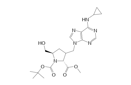 Methyl(+/-)-(2R*,5R*)-1-(tert-butoxycarbonyl)-3-[(6-cyclopropylamino-9H-purin-9-yl)methyl]-5-(hydroxymethyl)pyrrolidine-2-carboxylate