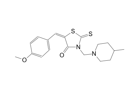 (5E)-5-(4-methoxybenzylidene)-3-[(4-methyl-1-piperidinyl)methyl]-2-thioxo-1,3-thiazolidin-4-one