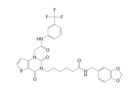 N-(1,3-benzodioxol-5-ylmethyl)-6-(2,4-dioxo-1-{2-oxo-2-[3-(trifluoromethyl)anilino]ethyl}-1,4-dihydrothieno[3,2-d]pyrimidin-3(2H)-