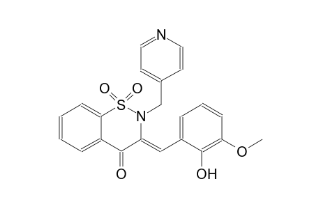 4H-1,2-benzothiazin-4-one, 2,3-dihydro-3-[(2-hydroxy-3-methoxyphenyl)methylene]-2-(4-pyridinylmethyl)-, 1,1-dioxide, (3Z)-