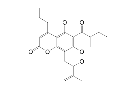 DISPARPROPYLINOL-B;5,7-DIHYDROXY-8-(2-HYDROXY-3-METHYLBUT-3-ENYL)-6-(2-METHYL-1-OXOBUTYL)-4-PROPYL-2H-[1]-BENZOPYRAN-2-ONE