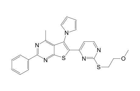 6-(2-Methoxyethylthio-pyrimidin-6-yl)-5-(1-pyrrolyl)-4-methyl-2-phenylthieno[2,3-d]pyrimidine