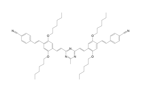 4-[(E)-2-[4-[(E)-2-[4-[(E)-2-[4-[(E)-2-(4-cyanophenyl)vinyl]-2,5-dihexoxy-phenyl]vinyl]-6-methyl-s-triazin-2-yl]vinyl]-2,5-dihexoxy-phenyl]vinyl]benzonitrile