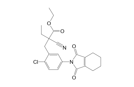 Benzenepropanoic acid, 2-chloro-alpha-cyano-alpha-ethyl-5-(1,3,4,5,6,7-hexahydro-1,3-dioxo-2H-isoindol-2-yl)-, ethyl ester