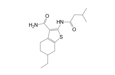 6-ethyl-2-[(3-methylbutanoyl)amino]-4,5,6,7-tetrahydro-1-benzothiophene-3-carboxamide