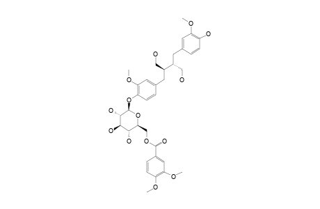 (-)-SECOISOLARICIRESINOL-4-O-BETA-D-(6-O-VERATROYL)-GLUCOPYRANOSIDE