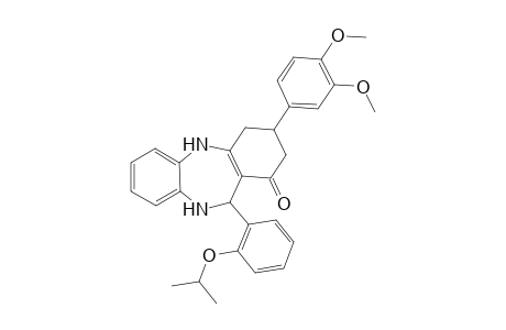 9-(3,4-dimethoxyphenyl)-6-(2-isopropoxyphenyl)-5,6,8,9,10,11-hexahydrobenzo[b][1,4]benzodiazepin-7-one