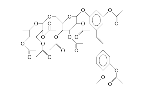 (E)-3,3'-Diaco-4'-meo-5-(2,3,4-tri-O-ac-6-O-[2,3,4-tri-O-ac-A-L-rhamnopyranosyl]-B-D-glucopyranosyloxy)-stilbene
