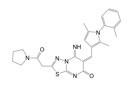 (6E)-6-{[2,5-dimethyl-1-(2-methylphenyl)-1H-pyrrol-3-yl]methylene}-5-imino-2-[2-oxo-2-(1-pyrrolidinyl)ethyl]-5,6-dihydro-7H-[1,3,4]thiadiazolo[3,2-a]pyrimidin-7-one
