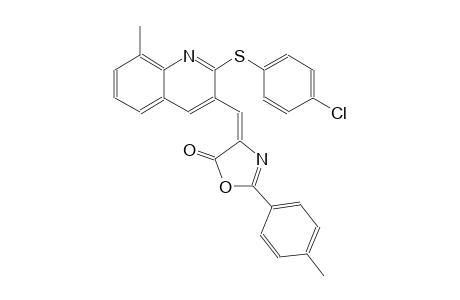 5(4H)-oxazolone, 4-[[2-[(4-chlorophenyl)thio]-8-methyl-3-quinolinyl]methylene]-2-(4-methylphenyl)-, (4E)-