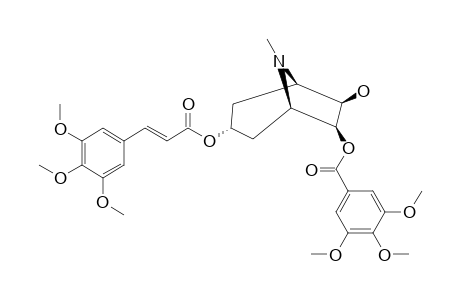 7.beta.-Hydroxy-6.beta.-(3,4,5-trimethoxybenzoyloxy)-3.alpha.-(E)-(3,4,5-trimethoxycinnamoyloxy)tropane