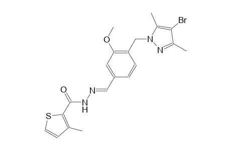N'-((E)-{4-[(4-bromo-3,5-dimethyl-1H-pyrazol-1-yl)methyl]-3-methoxyphenyl}methylidene)-3-methyl-2-thiophenecarbohydrazide