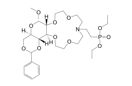 1-O-Methyl-4,6-O-benzylidene-2,3-dideoxy-.alpha.,D-glucopyranosido[2,3-h]-N-(O,O-diethylphosphonoethyl)-1,4,7,10-tetraoxa-13-azacyclopentadecane