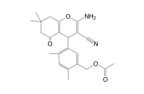 5-(2-amino-3-cyano-7,7-dimethyl-5-oxo-5,6,7,8-tetrahydro-4H-chromen-4-yl)-2,4-dimethylbenzyl acetate