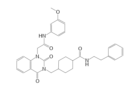4-[(1-[2-(3-methoxyanilino)-2-oxoethyl]-2,4-dioxo-1,4-dihydro-3(2H)-quinazolinyl)methyl]-N-(2-phenylethyl)cyclohexanecarboxamide