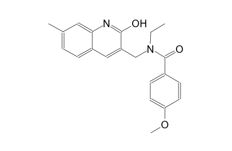 N-ethyl-N-[(2-hydroxy-7-methyl-3-quinolinyl)methyl]-4-methoxybenzamide