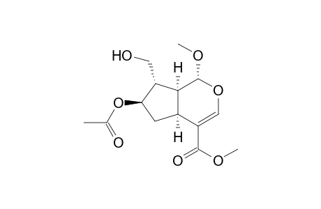 (-)-6beta-Acetoxy-7alpha-hydroxymethyl-1alpha-methoxy-1,4aalpha,5,6,7,7aalpha-hexahydrocyclopenta[c]-pyran-4-carboxylic acid-methylester