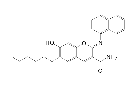 (2Z)-6-hexyl-7-hydroxy-2-(1-naphthylimino)-2H-chromene-3-carboxamide