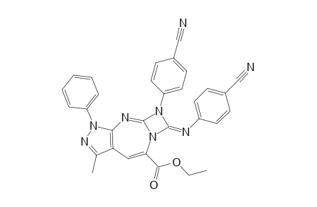 1-Phenyl-3-methyl-5-(ethoxycarbonyl)-7-[(4-cyanophenyl)imino]-8-(4-cyanophenyl)-1,3-diazeto[1',2'-a]pyrazolo[3,4-d][1,3]diazepine