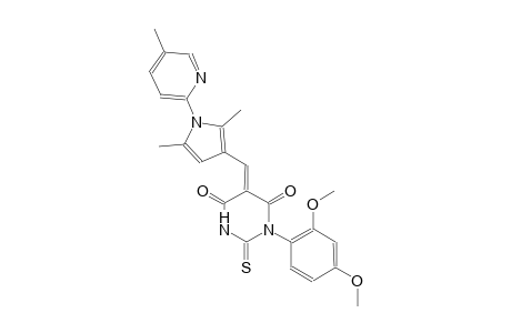 (5E)-1-(2,4-dimethoxyphenyl)-5-{[2,5-dimethyl-1-(5-methyl-2-pyridinyl)-1H-pyrrol-3-yl]methylene}-2-thioxodihydro-4,6(1H,5H)-pyrimidinedione