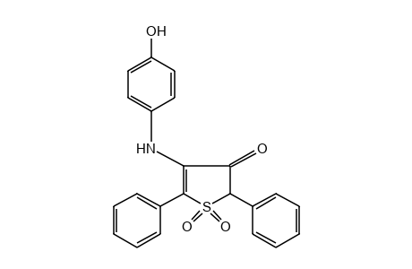 2,5-diphenyl-4-(p-hydroxyanilino)-3(2H)-thiophenone, 1,1-dioxide