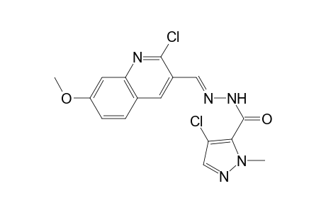 4-Chloranyl-N-[(E)-(2-chloranyl-7-methoxy-quinolin-3-yl)methylideneamino]-2-methyl-pyrazole-3-carboxamide