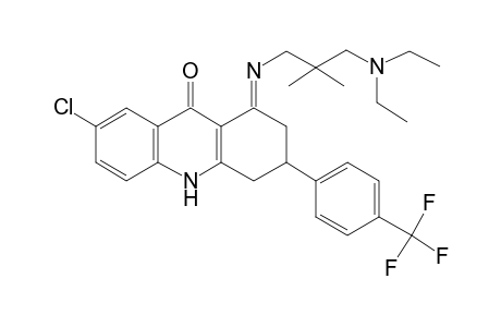 (1E)-7-Chloro-1-([(E)-3-(diethylamino)-2,2-dimethylpropyl]imino)-3-[4-(trifluoromethyl)phenyl]-1,3,4,10-tetrahydro-9(2H)-acridinone