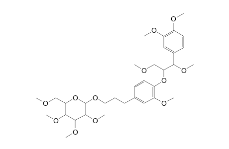 2-[3-[4-[1,3-Dihydroxy-1-(4-hydroxy-3-methoxyphenyl)propan-2-yl]oxy-3-methoxyphenyl]propoxy]-6-(hydroxymethyl)oxane-3,4,5-triol, heptamethyl ether