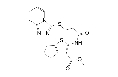 4H-cyclopenta[b]thiophene-3-carboxylic acid, 5,6-dihydro-2-[[1-oxo-3-([1,2,4]triazolo[4,3-a]pyridin-3-ylthio)propyl]amino]-, methyl ester