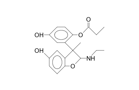 (E)-2-Ethylamino-3-(5-hydroxy-2-propionyloxy-phenyl)-3-methyl-2,3-dihydro-benzofuran-5-ol
