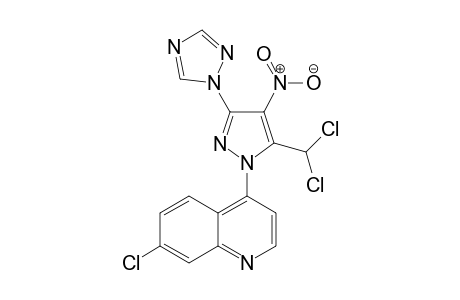 7-Chloro-4-(5-(dichloromethyl)-4-nitro-3-(1H-1,2,4-triazol-1-yl)-1H-pyrazol-1-yl)quinoline